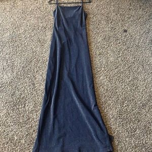 Navy blue long prom dress